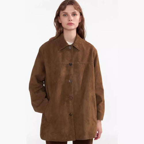 Veste en suède stylée pour femmes avec fermeture à boutons Chic & Stil