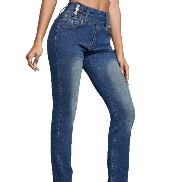 Women's high-waisted slim-flared jeans with center seam and shaping waistband Amarae