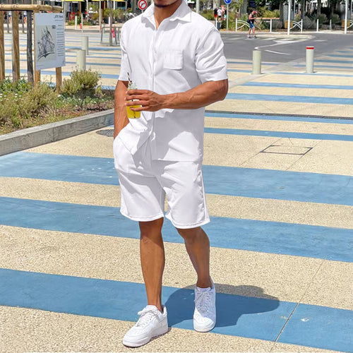 Casual short-sleeved set for men in high-quality material with practical pockets Amarae