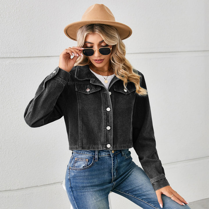 Cropped denim jacket for women with classic collar Lune London