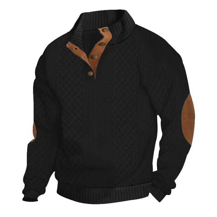 Casual knitted sweater for women with structured collar and leather applications Lune London