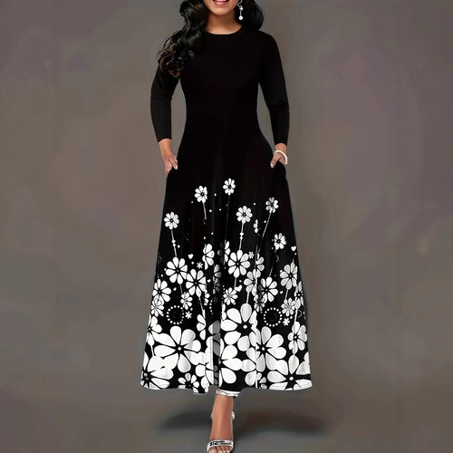 Maxi dress women with floral design and practical pockets Amarae