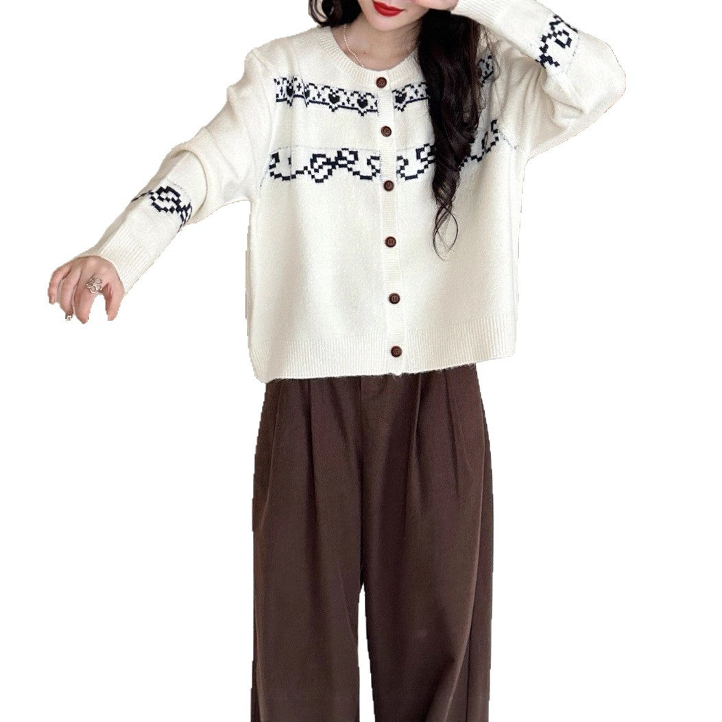 Ladies Cozy Knit Cardigan with Unique Pattern Lune London