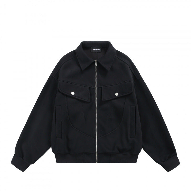 Unisex Zip Sweat Jacket with Patch Chest Flaps and Ribbed Hem Amarae
