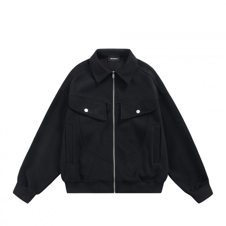 Unisex Zip Sweat Jacket with Patch Chest Flaps and Ribbed Hem Amarae