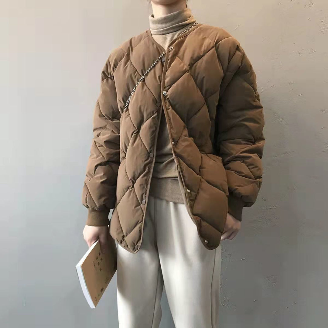 Ladies Lightweight Quilted Down Jacket with Fashionable Cut and Practical Snap Buttons Amarae