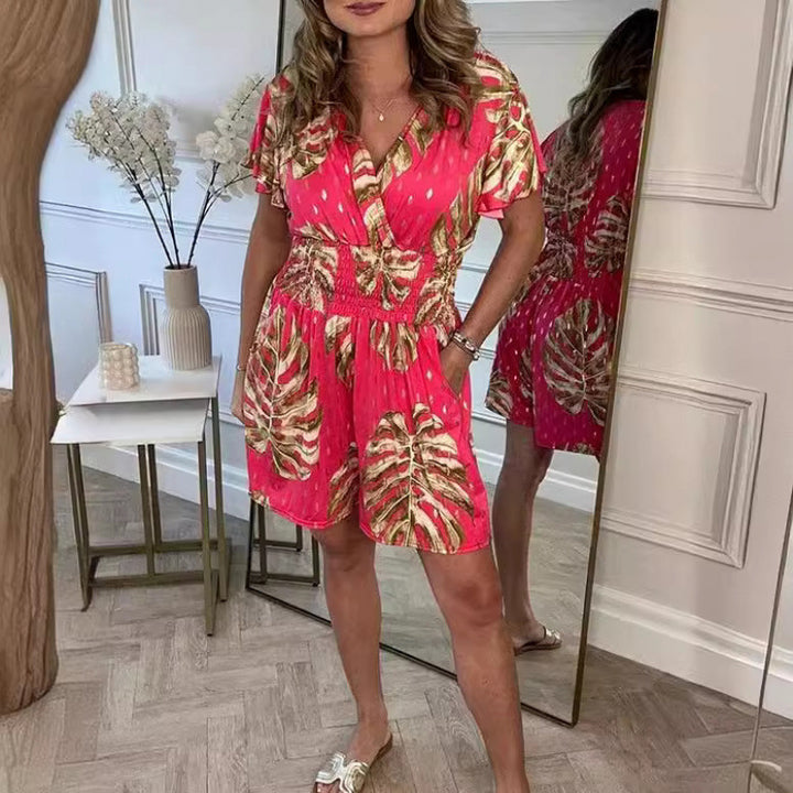 Women’s jumpsuit with floral design and elastic waist Lune London