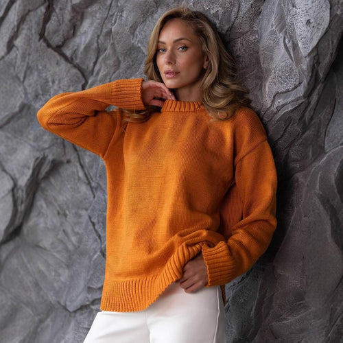 Women thick knit sweater with loose fit and ribbed cuffs Amarae