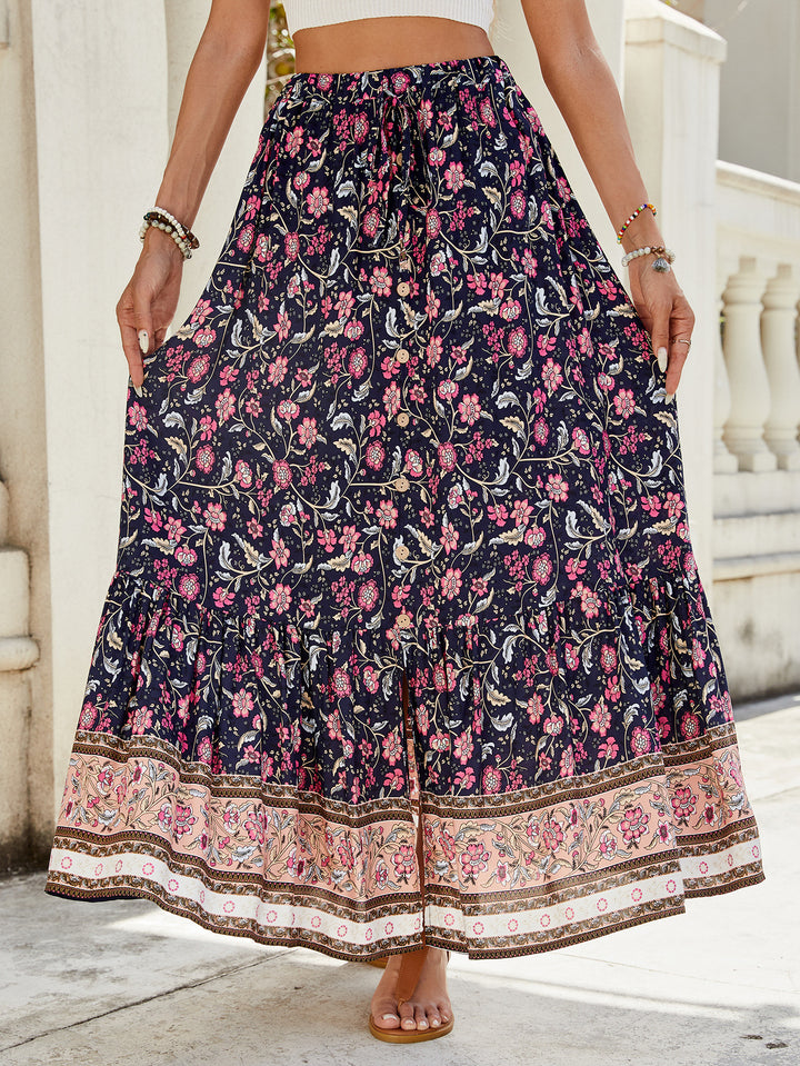 Lune London floral print bohemian maxi skirt