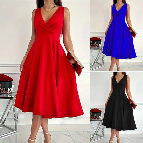 Elegant A-line wrap dress for women with V-neck Amarae