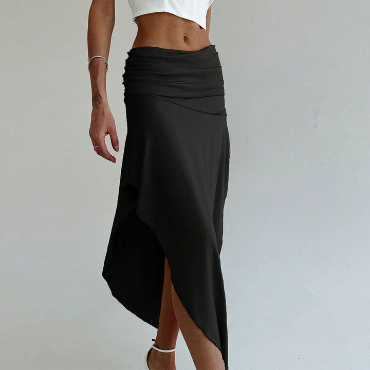 Asymmetrical maxi skirt for women with an elegant drape Chic & Stil