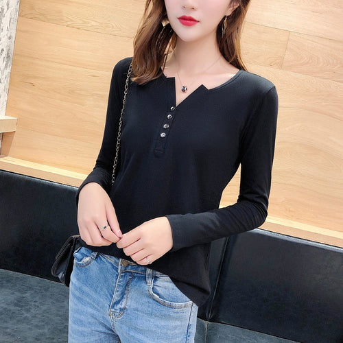 Women's long sleeve shirt with button placket and Femme-Style Chic & Stil