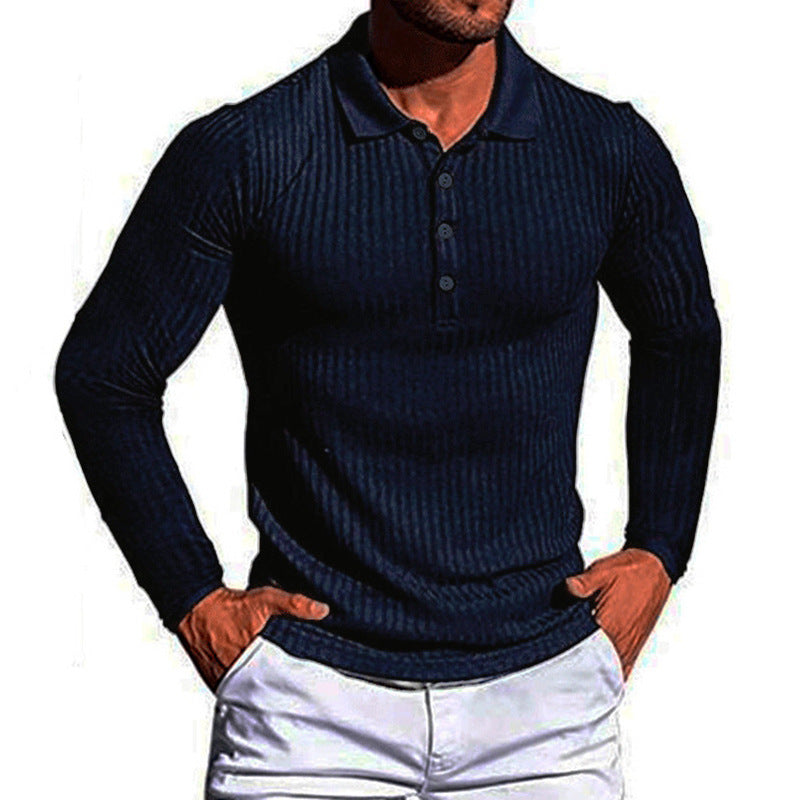 Amarae textured long-sleeve polo shirt for men