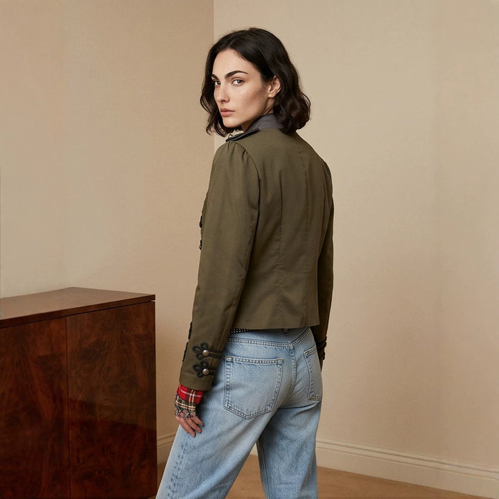 Women’s short-cut military-inspired blouson with decorative cords Amarae