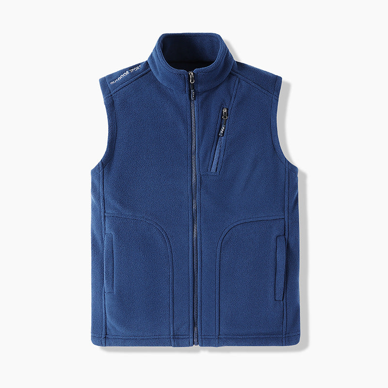 Men's Windproof Micro-Fleece Vest with Stand Collar, Full Zip and Chest Pocket Amarae
