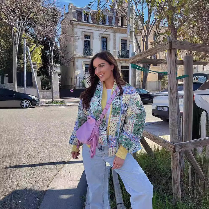 Veste kimono en patchwork pour femmes au design romantique avec poches pratiques Chic & Stil