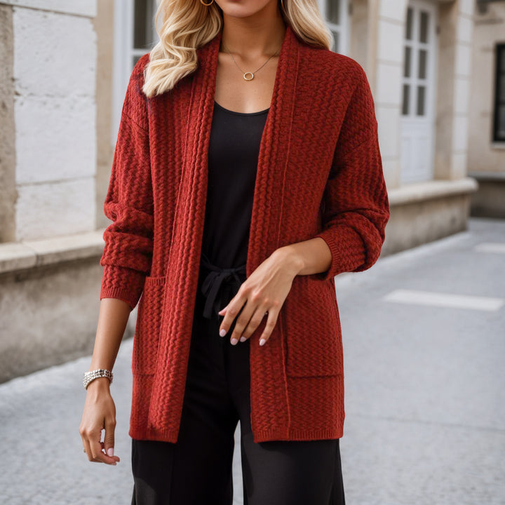 Outdoor sweater for women with modern textured patterns and practical pockets Lune London