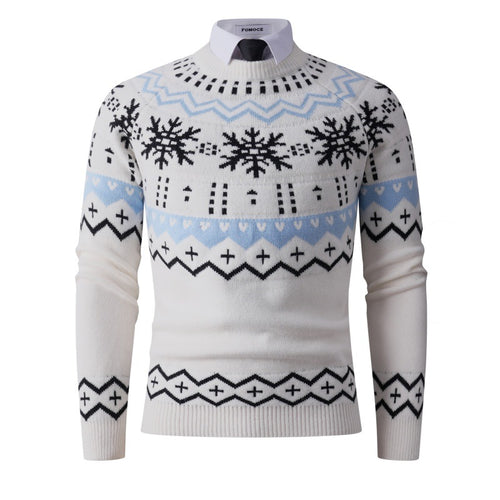 Fashionable knitted sweater for men with creative snow pattern Amarae