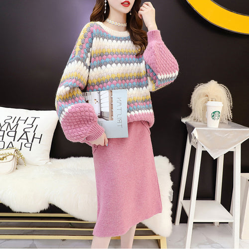 Pull tricoté confortable pour femmes avec un motif de blocs colorés et des manches volumineuses Chic & Stil