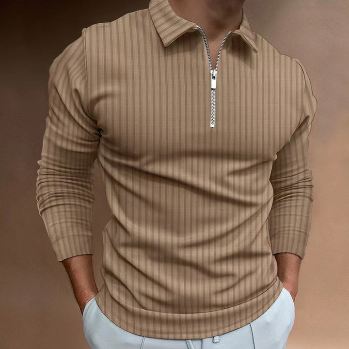 Men's long sleeve polo with trendy zip closure Lune London