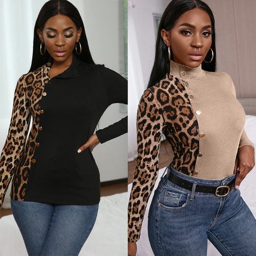 T-shirt for women with asymmetrical V-neck and animal print Amarae
