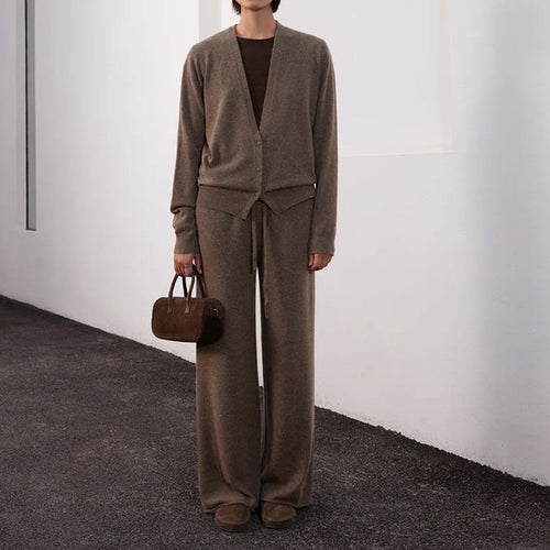 Ladies Elegant Knit Loungewear Set with Pants and Cardigan Amarae
