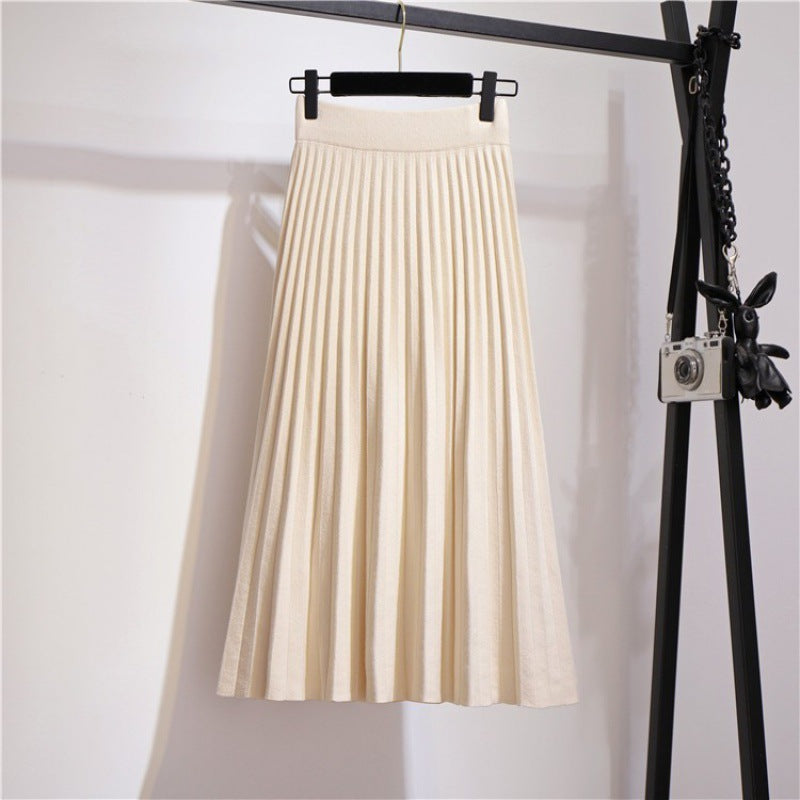 Jupe maxi pour femmes avec texture plissée fine et taille élastique Chic & Stil