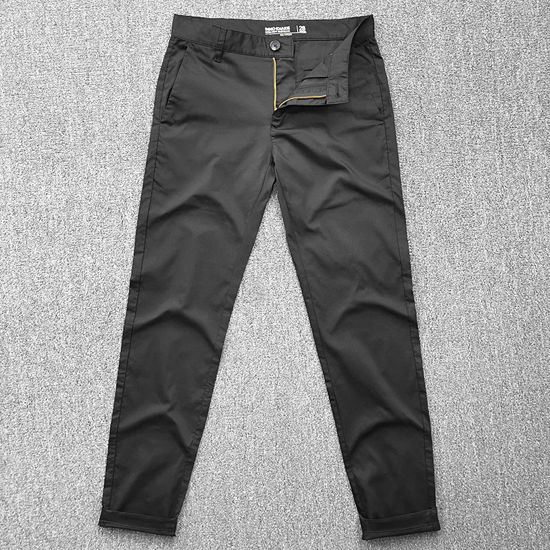 Men's Slim-Fit Chino Pants with Tapered Leg and Rolled Hem Amarae