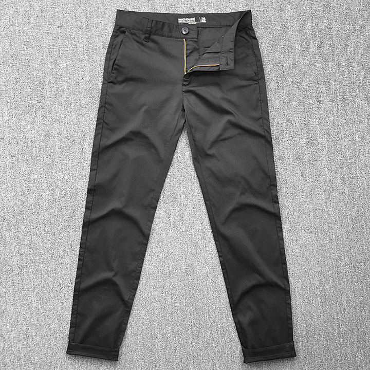 Men's Slim-Fit Chino Pants with Tapered Leg and Rolled Hem Amarae
