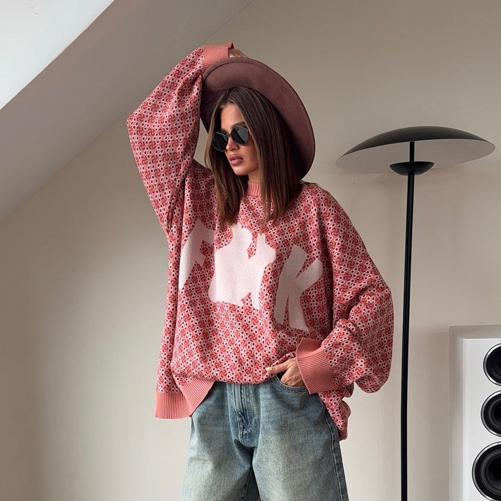 Oversized knitted sweater for women with creative pattern Lune London