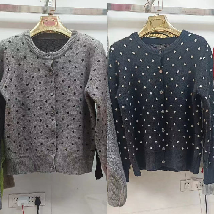 Cardigan en tricot à pois à la mode pour femmes Chic & Stil