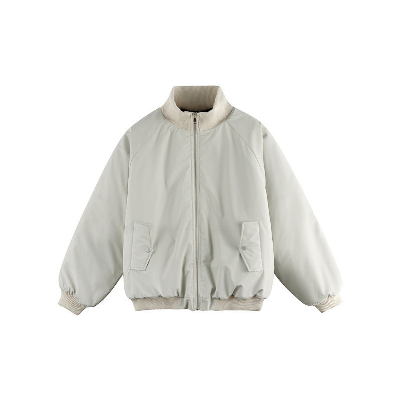 Unisex Boxy Transition Bomber Jacket with Stand Collar and Flap Pockets Amarae
