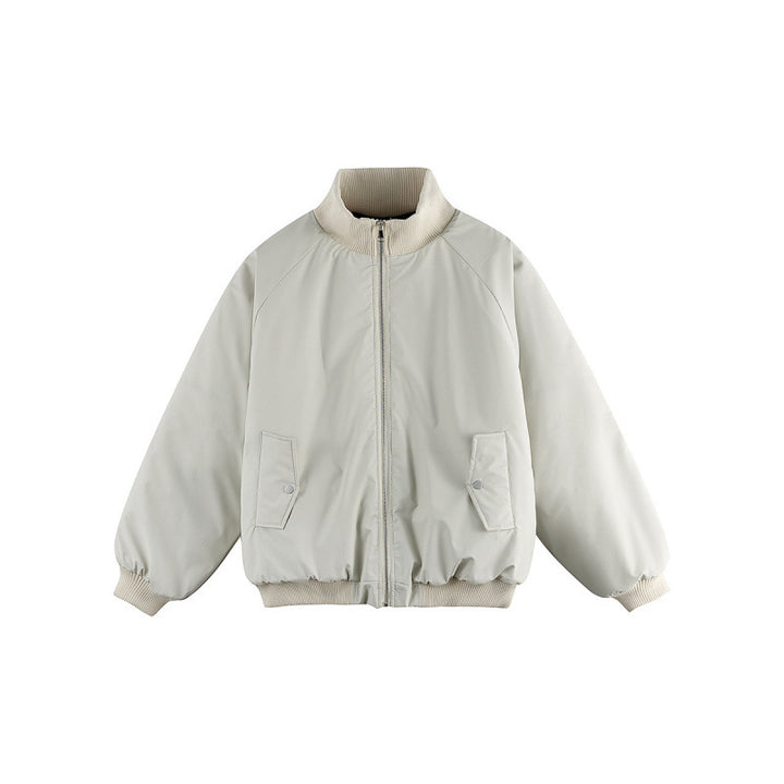 Unisex Boxy Transition Bomber Jacket with Stand Collar and Flap Pockets Amarae