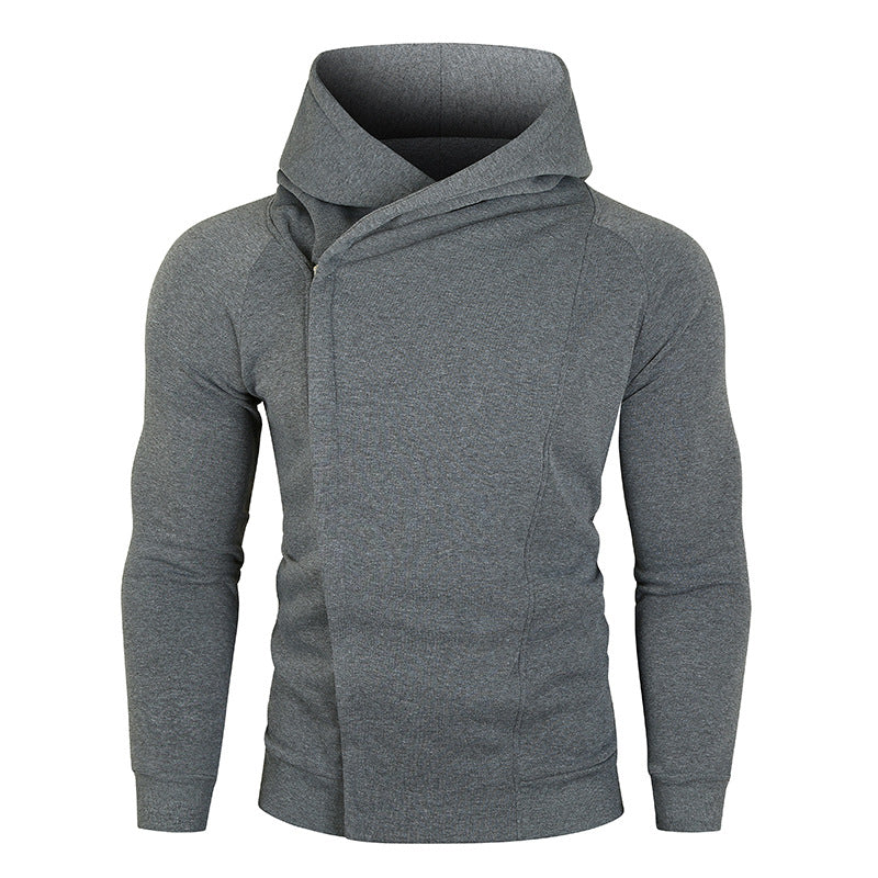 Men's hoodie with asymmetrical zip and high collar Lune London