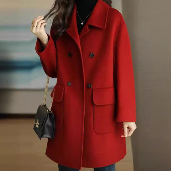 Women's Double-Breasted Wool Coat Chic Und Stil