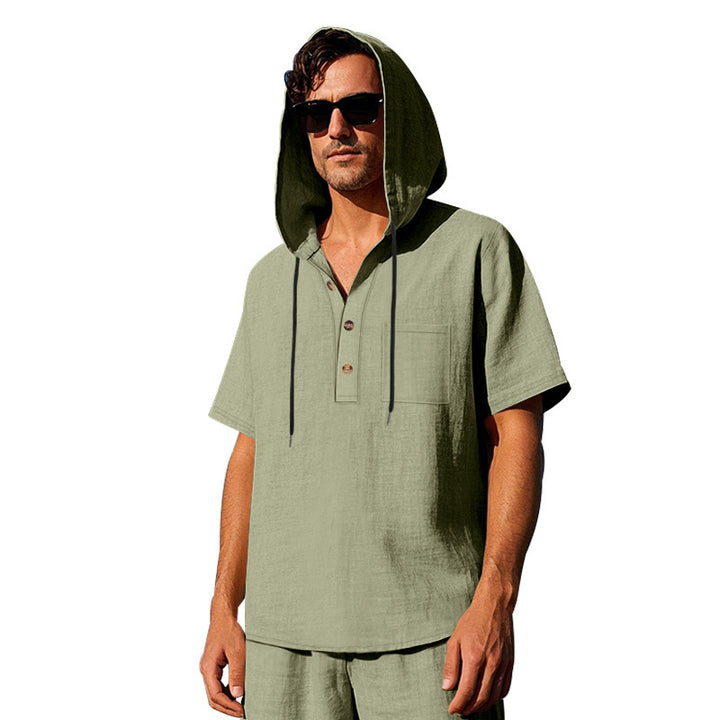 Men's casual hoodie with button placket and chest pocket Lune London