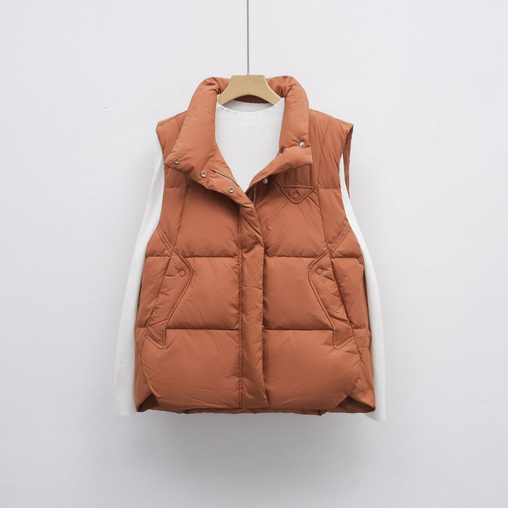 Quilted vest for ladies with high collar and practical pockets Lune London