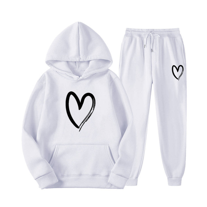 Women's sweatsuit with kangaroo pocket and heart-shaped print Lune London