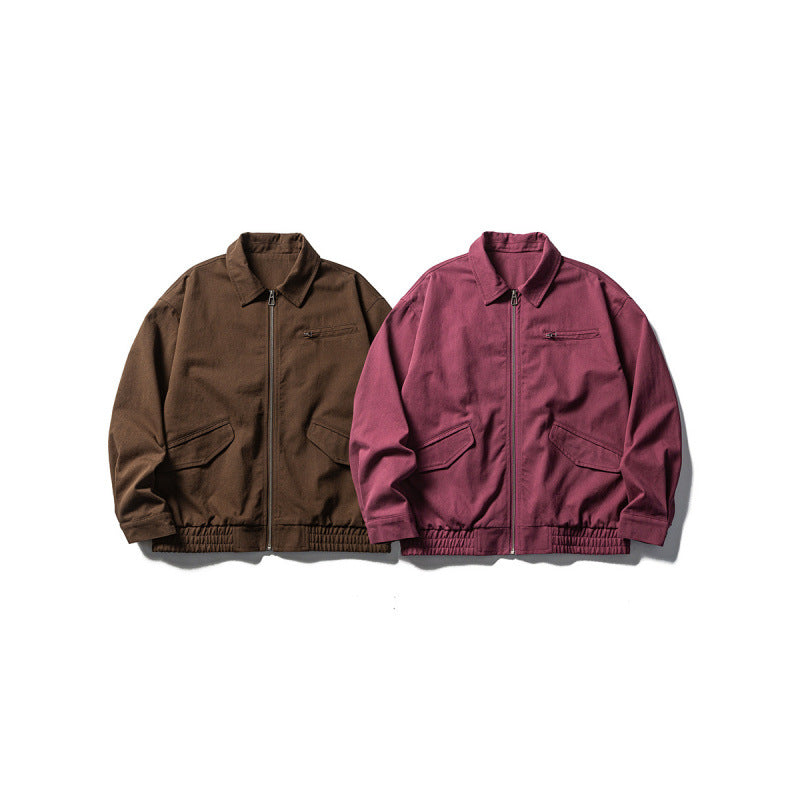 Men's Oversized Work Jacket with Full Zip, Chest Zip and Elastic Hem Band Amarae