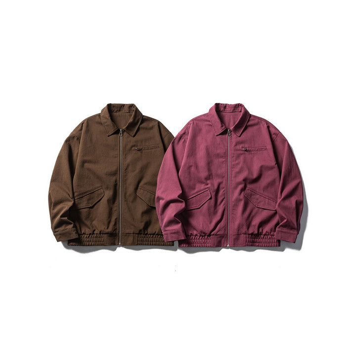 Men's Oversized Work Jacket with Full Zip, Chest Zip and Elastic Hem Band Amarae