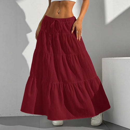 Long ruffled skirt for ladies with elastic waistband and gathers Amarae