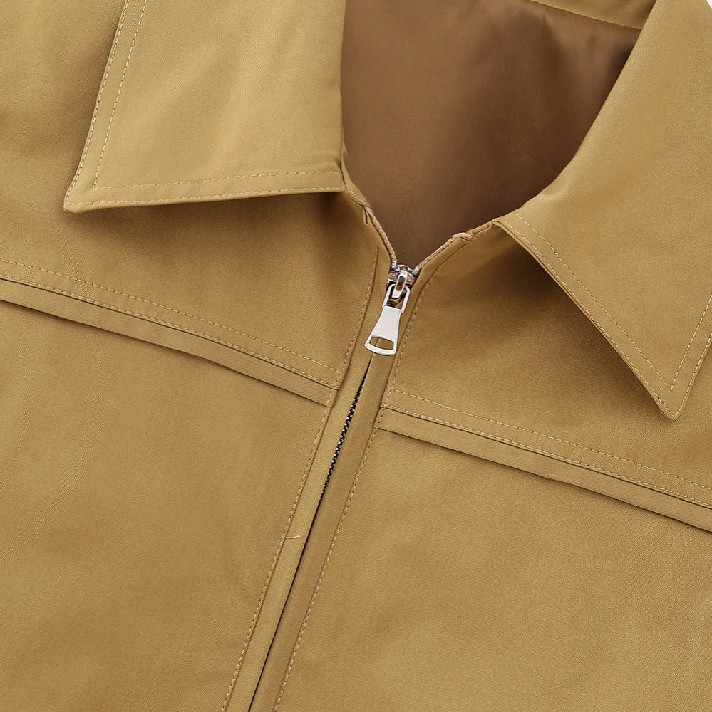 Women's cropped bomber jacket with wide shirt collar and concealed zipper Amarae