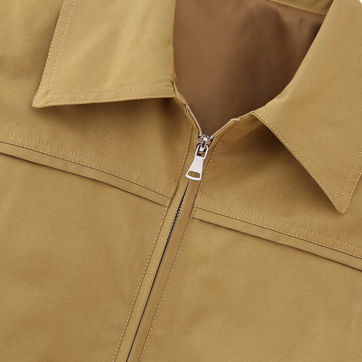 Women's cropped bomber jacket with wide shirt collar and concealed zipper Amarae