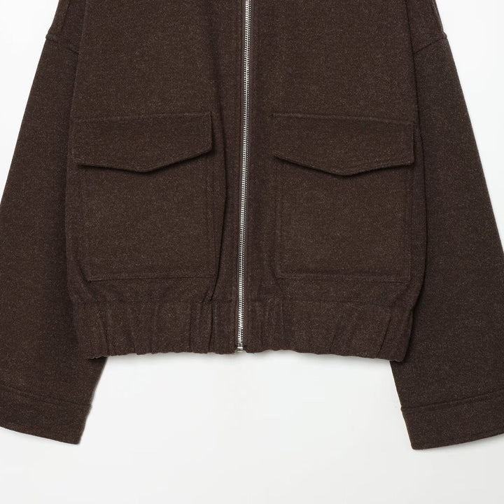 Ladies short jacket made of wool blend with zipper, flap pockets and elastic hem Amarae
