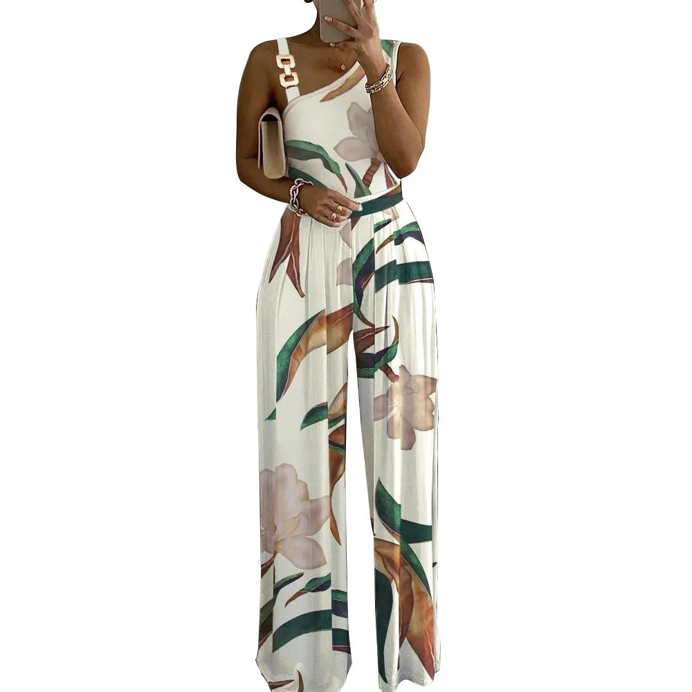 Women Floral Print Wide Leg Jumpsuit Lune London