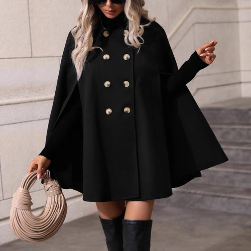 Dames élégant pur laine Cape veste avec double patte de boutonnage Chic & Stil