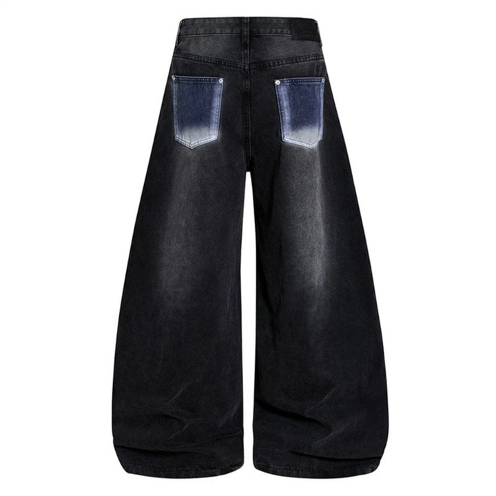 Women's High-Waist wide Balloon-Denim-Culotte with contrast-side Artwork-Panels Amarae