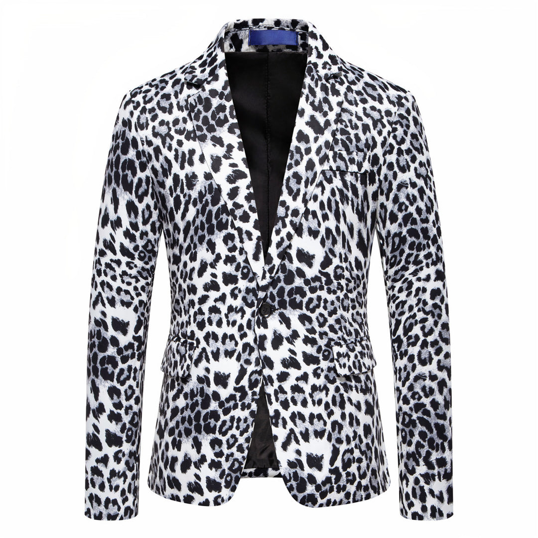 Elegant men's suit blazer with a striking leopard pattern Lune London