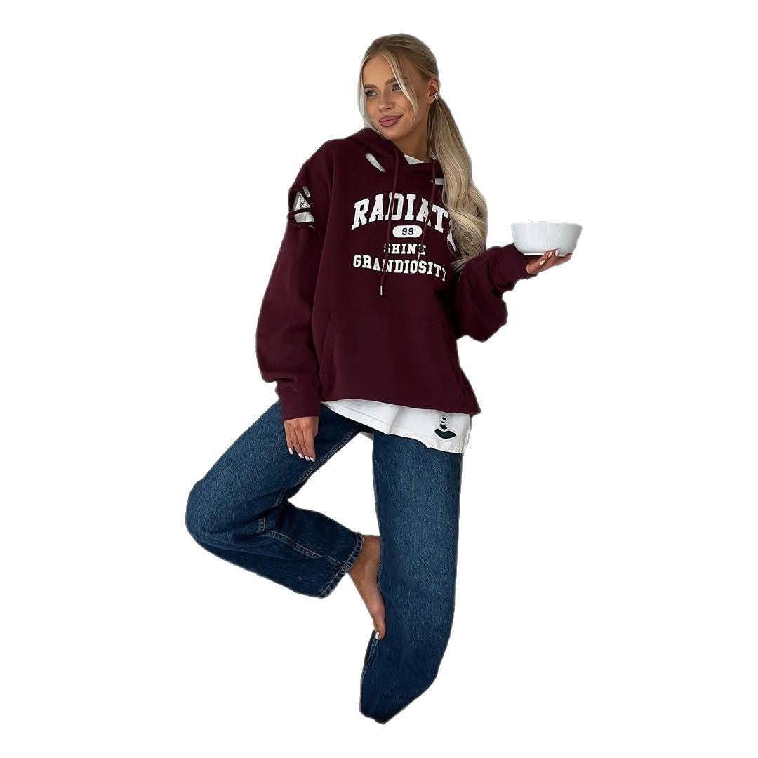 Oversized hoodie for women with trendy tear details Lune London