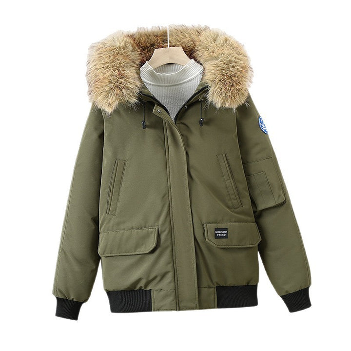 Women winter coat with removable faux fur collar and large pockets Lune London